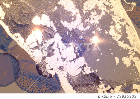 Gold, purple and blue pattern with texture of geode and sparkles 75925505