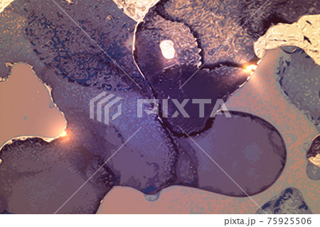 Blue, purple and gold pattern with texture of geode and sparkles 75925506