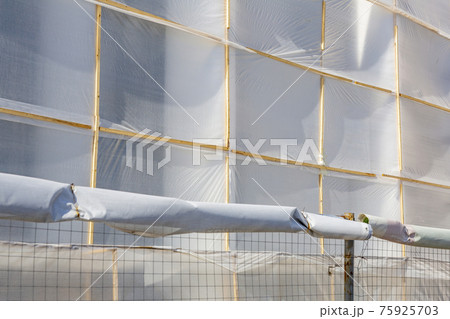 The construction site is fenced with a fence and a protective grid 75925703