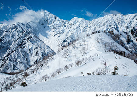 冬の小遠見山から望む鹿島槍ヶ岳 75926758