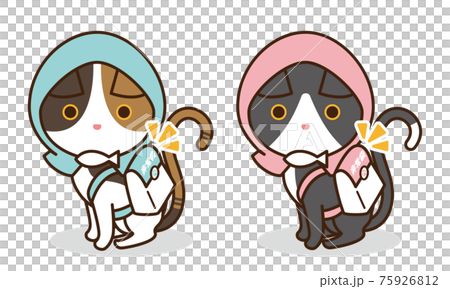 Illustration of a cat wearing a disaster prevention bag and carrying an emergency kit on his back Illustration of a cat wearing a disaster prevention bag and carrying an emergency kit on his back 75926812