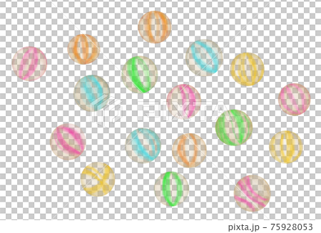 カラフルなビー玉の手描きイラスト素材 75928053