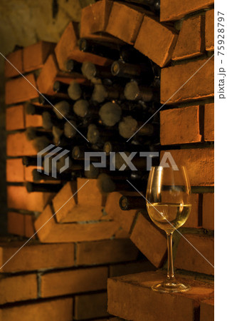 Wine cellar with archival wine, Znojmo region, Southern Moravia, Czech Republic Wine cellar with archival wine, Znojmo region, Southern Moravia, Czech Republic 75928797