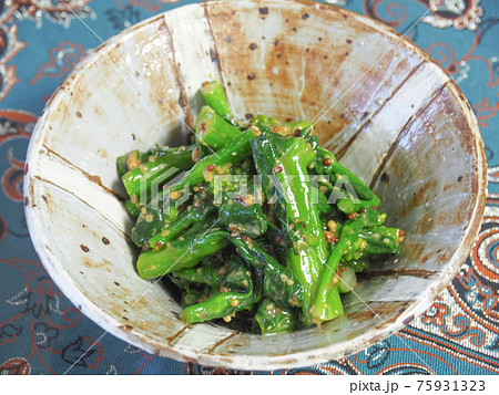 チンゲン菜花の粒マスタード和え チンゲン菜花の粒マスタード和え 75931323