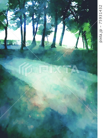 幻想的な自然の散歩道の風景画のイラスト素材 [75931432] - PIXTA