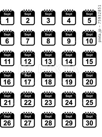 アイコン カレンダー 予定表 スケジュール タスク 暦 こよみ 歳時記 数字 ナンバー 秋 9月のイラスト素材