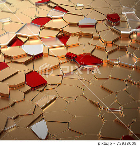 broken golden glass with sharp pieces over background 75933009