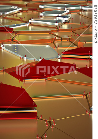 broken golden glass with sharp pieces over background broken golden glass with sharp pieces over background 75933028