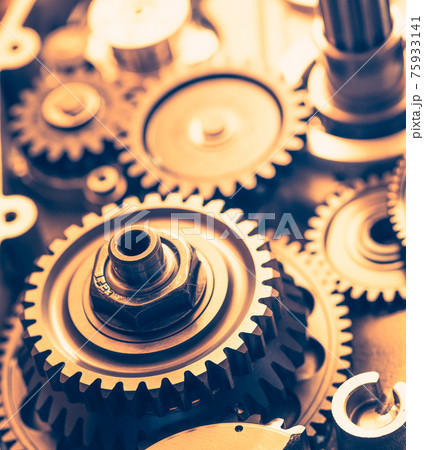 industrial gear wheels, close-up view industrial gear wheels, close-up view 75933141