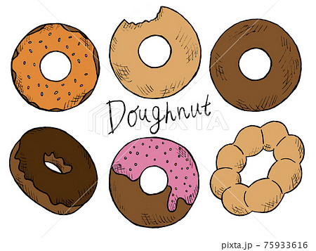 Handwritten Illustration Image Of Donuts And Stock Illustration