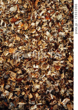 wooden mulch background, closeup view 75933966
