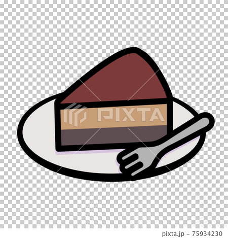 シンプルでかわいいチョコケーキのイラストのイラスト素材