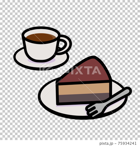 Illustration of a simple and cute chocolate cake set Illustration of a simple and cute chocolate cake set 75934241