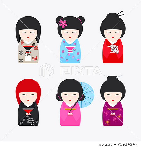 Japanese Kokeshi Dolls icons 75934947