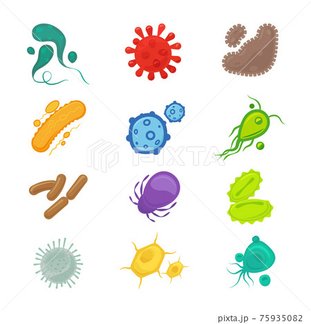 Bacteria and virus icons Bacteria and virus icons 75935082