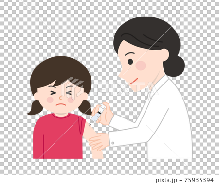 ワクチン接種 痛がる女の子イラスト ワクチン接種 痛がる女の子イラスト 75935394