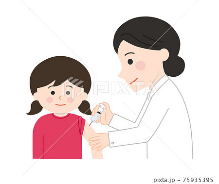ワクチン接種をする女の子 イラスト ワクチン接種をする女の子 イラスト 75935395