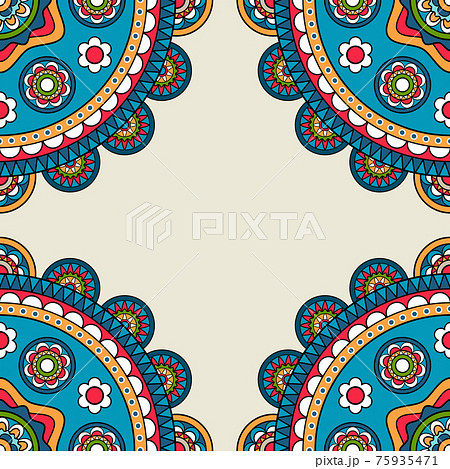 Indian rossetes doodle hippie frame 75935471