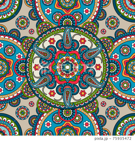 Indian paisley mandala seamless pattern 75935472