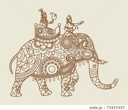 Ethnic Indian maharajah in vintage colorsのイラスト素材 [75935497
