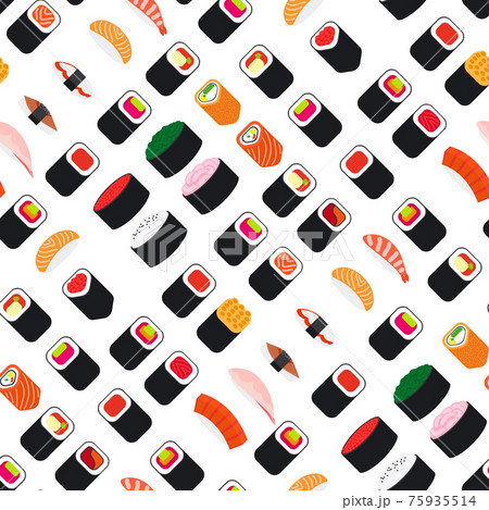Seamless pattern with sushi 75935514