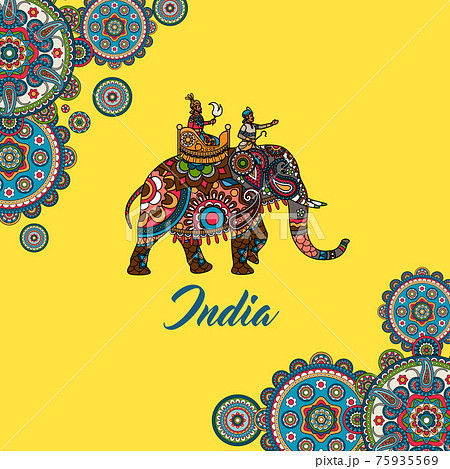 Indian maharaja sitting on elephant 75935569