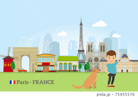 Little boy with dog in Paris 75935570