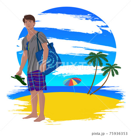 Image of a young man on vacation at sea 75936353