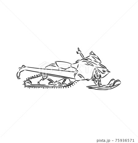 Typography monochrome vintage poster with snowmobile silhouette, and hand drawn style font. Vector Illustration lettering. 75936571