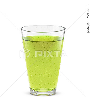 グラス 緑茶 飲み物 イラスト リアル 汗 75936685