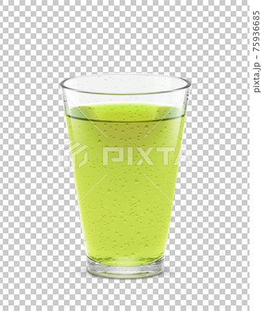 グラス 緑茶 飲み物 イラスト リアル 汗 75936685