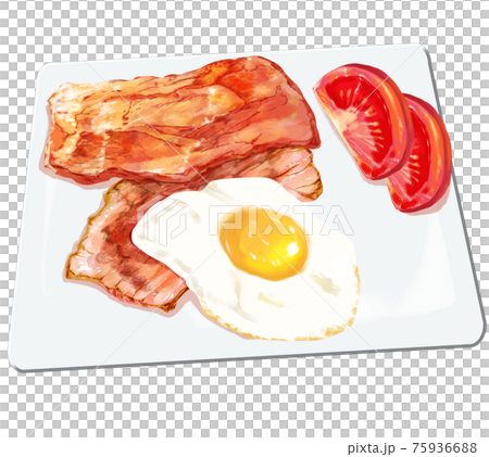 朝食のベーコンエッグ 75936688