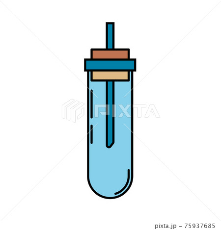 Line colro medical healthcare art icon flask, tube. Professional equipment symbol. Science, pharmacy, medic, chemistry background emblem element. Laboratory glass. Vector medical outline illustration. 75937685