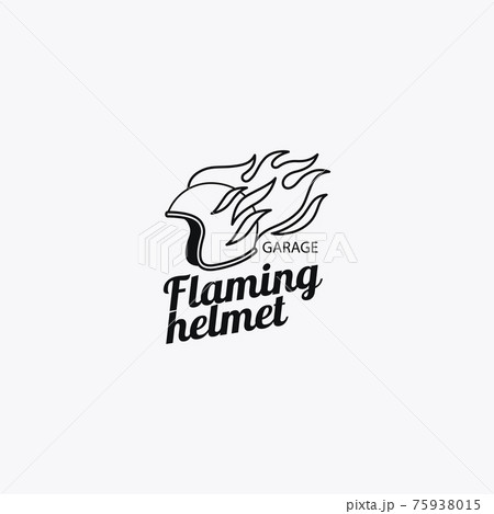 Flaming helmet mono color logotype 75938015