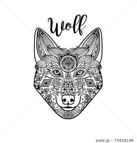 Zentangle wolf head with guata 75938196