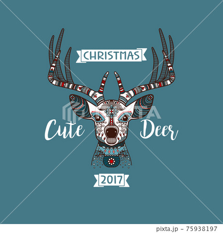 Head of deer with ethnic ornament 75938197