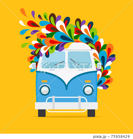 Hippie blue van icon 75938429