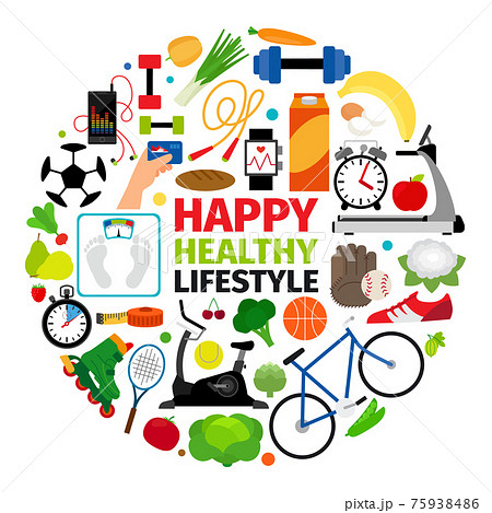 Healthy lifestyle round emblem 75938486