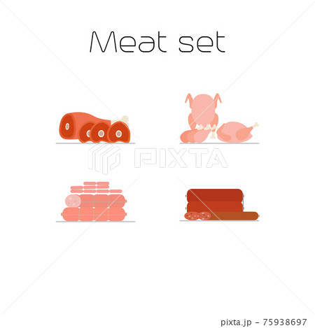 Foods market meat flat icons set Foods market meat flat icons set 75938697