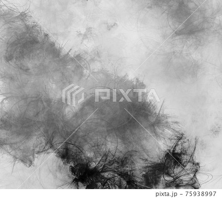 Arbitrary duotone ink vortex blots element Free form pattern Artistic black white painting Charcoal tones Minimalist artwork Dye concrete surface background 75938997