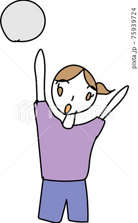 バレーボールをする1人の女の子 75939724