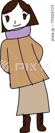 ブーツを履いた冬服姿の女性 75939725