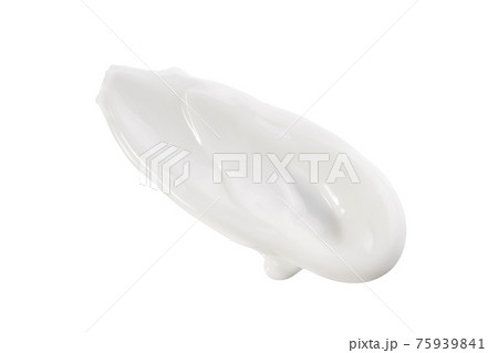 White lotion texture. Cosmetic cream product swatch isolated on white. Facial treatment. 75939841