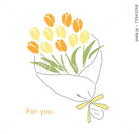 チューリップの花束のイラストのイラスト素材