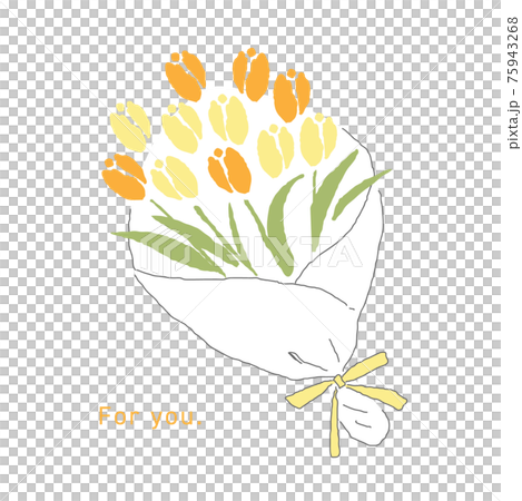 チューリップの花束のイラストのイラスト素材