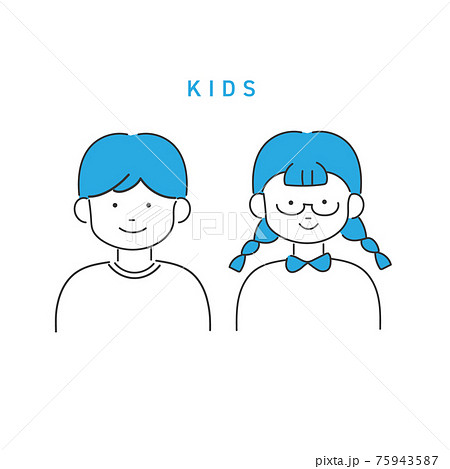 男の子と女の子のイラストのイラスト素材