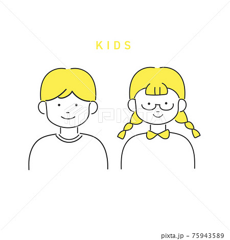 男の子と女の子のイラストのイラスト素材