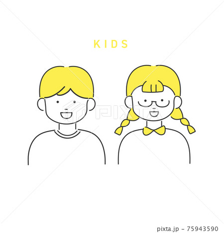 男の子と女の子のイラストのイラスト素材