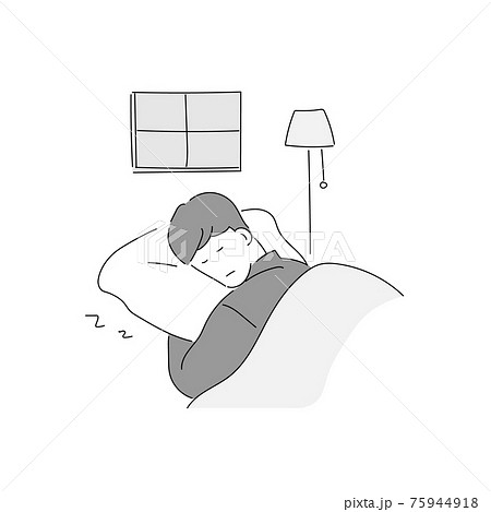 睡眠をとる男性のイラストのイラスト素材