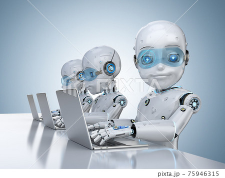 group of robot office workers 75946315